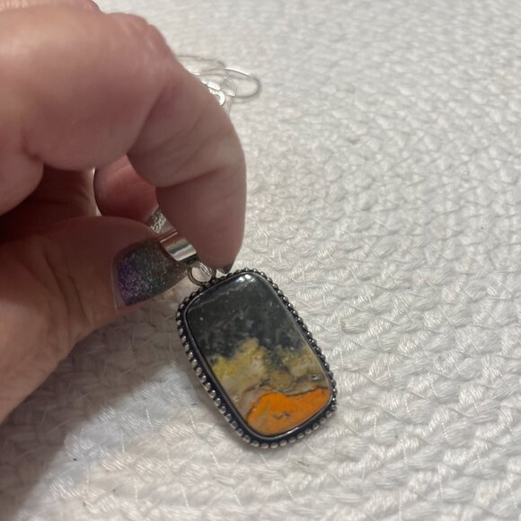 Gorgeous BUMBLE BEE JASPER Handmade Sterling 925 Pendant/Chain #268D - Picture 2 of 3